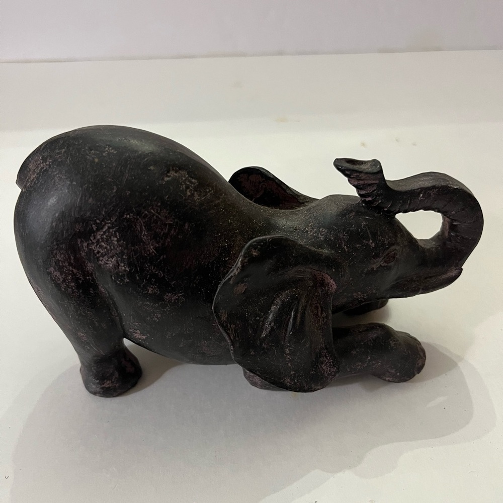 Vintage Rustic Ironwood Hand carved Black Elephant Sculpture
